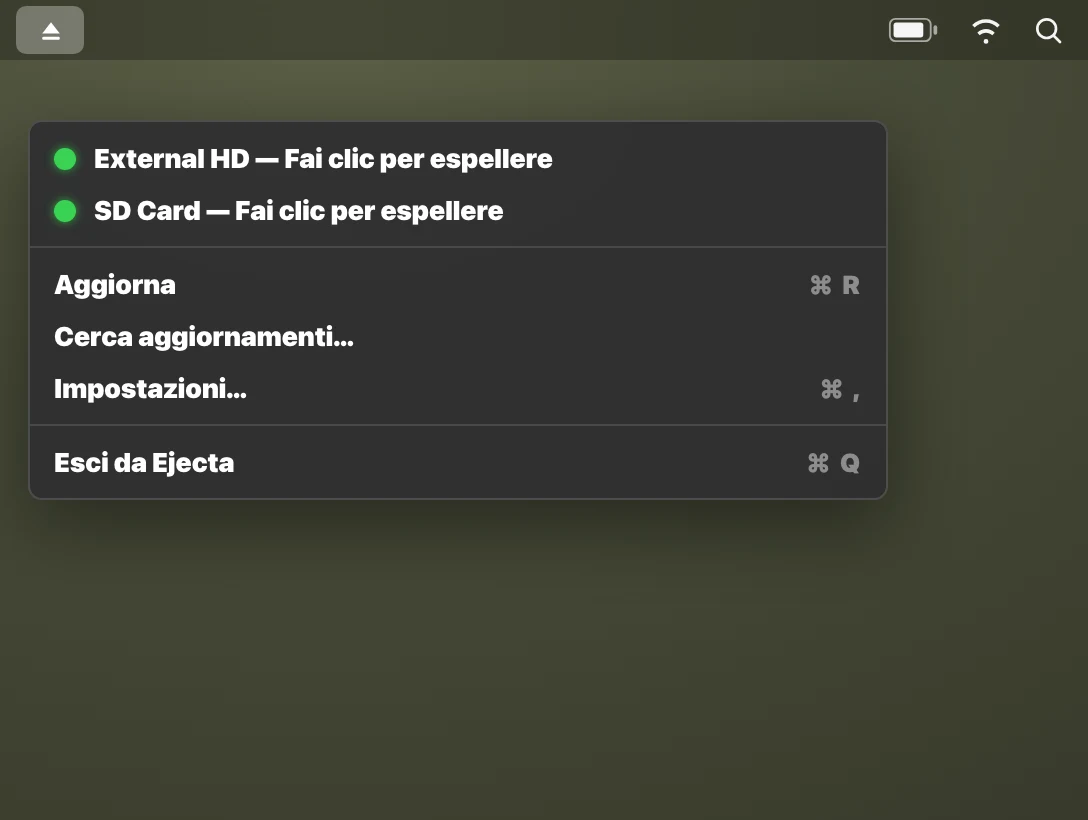 Passo 1: clicca sull'icona nella barra dei menu
